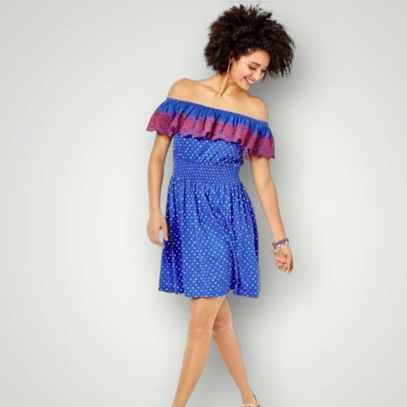 Lilly Pulitzer Dresses & Skirts - Lilly Pulitzer Kalama Dress Off-The-Shoulder Smocked Borealis Blue Size: Small